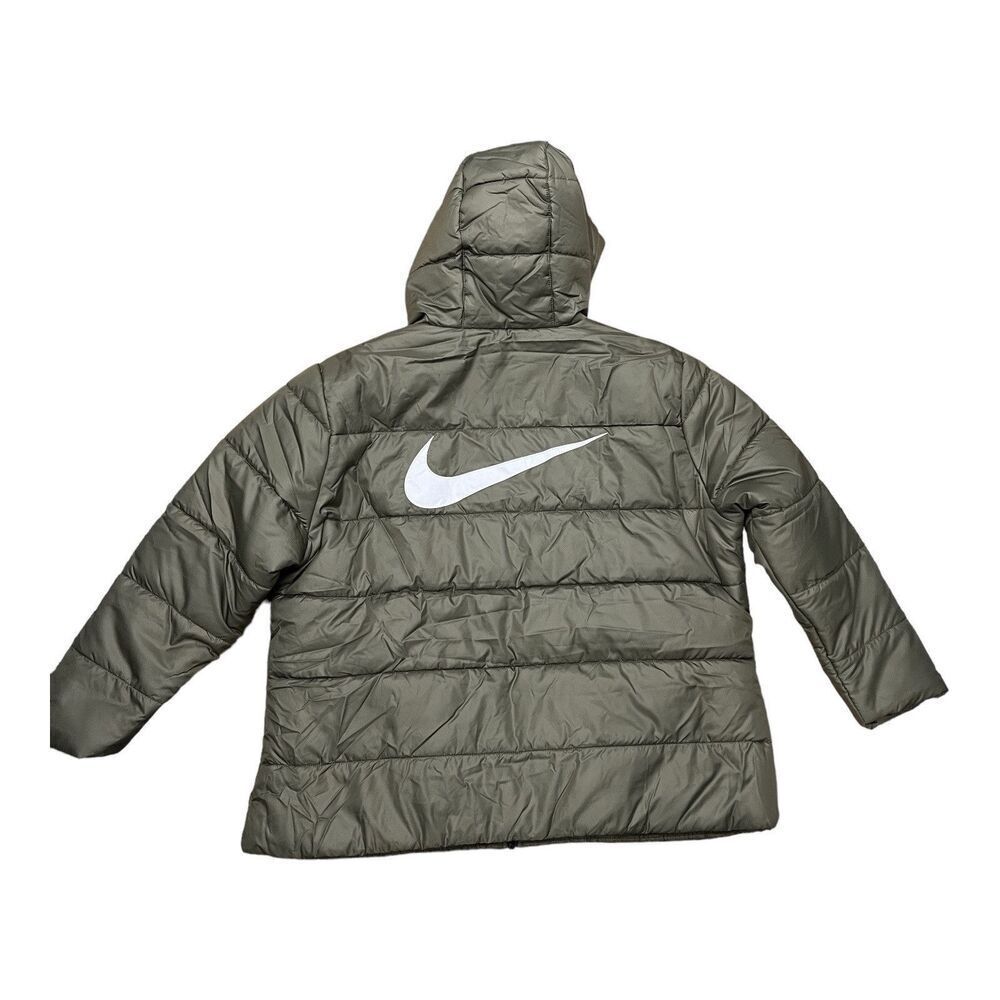 Nike Coat Women’s 1X Green Puffer Back Center Swoosh Therma‎ Fit Hoodie Full Zip